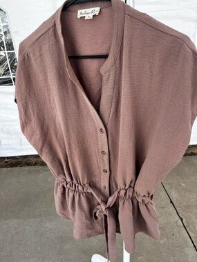 Indigo Relaxed Mauve Cinched-Waist Button Tunic